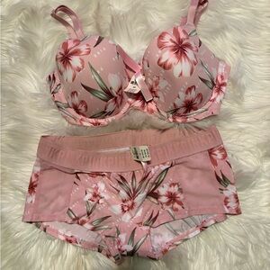 PINK Floral Pink Intimates Set
